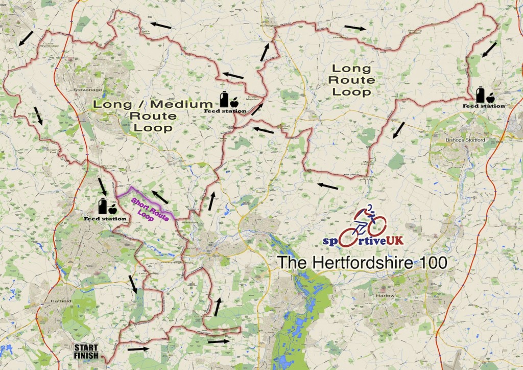 The Hertfordshire 100 route